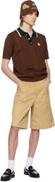 Casablanca Brown Cable Knit Oversized Polo