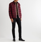 SAINT LAURENT - Checked Faux Shearling-Lined Wool-Blend Jacket - Red