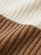 Theory - Lamar Striped Ribbed Wool-Blend Sweater - Brown