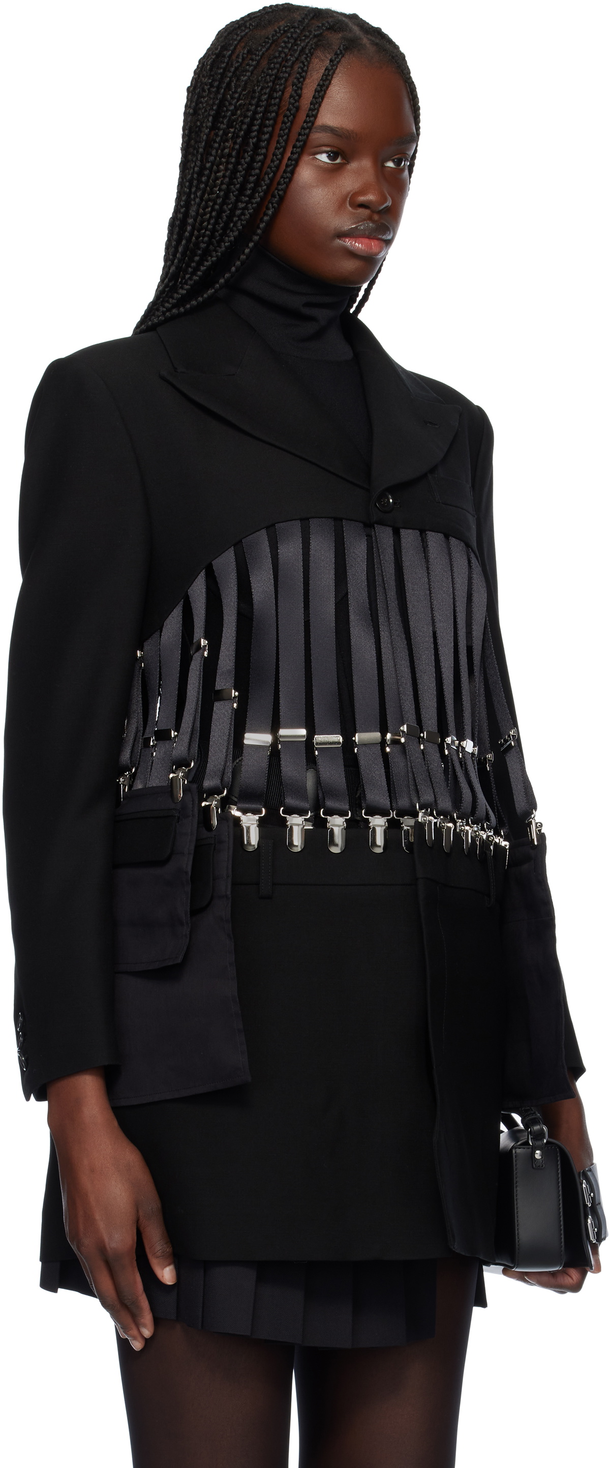 Noir Kei Ninomiya Black Wool Mohair Doeskin Blazer
