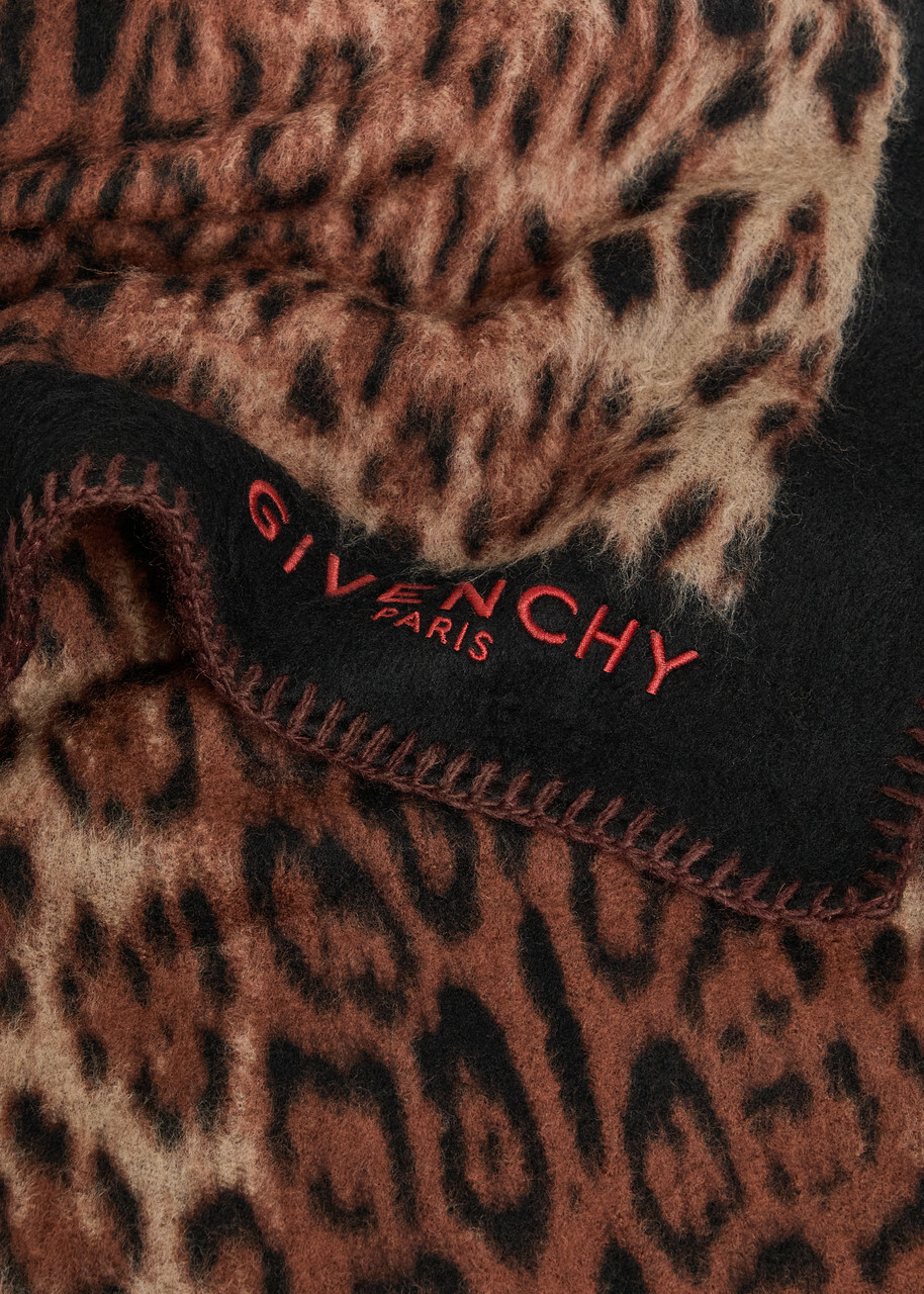 Givenchy Leopard-print Brushed Wool Scarf - Brown - One Size