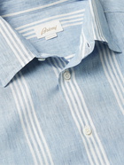 BRIONI - Striped Linen and Cotton-Blend Shirt - Blue - M