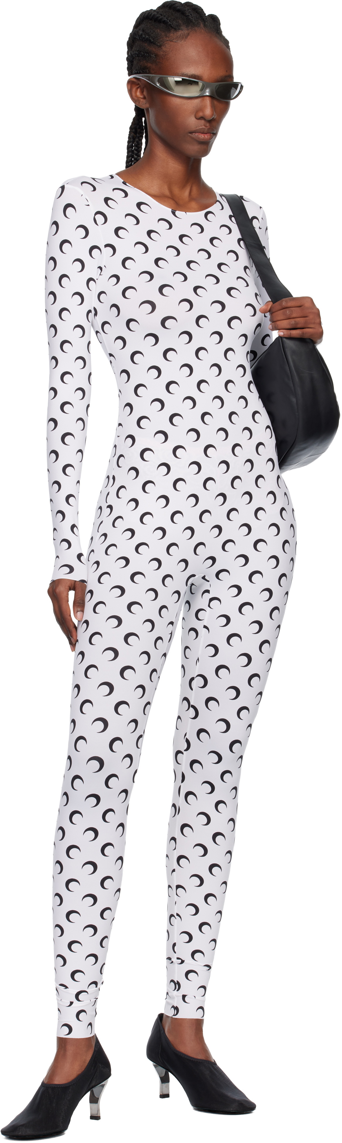 Marine Serre White Recycled Jersey Moon Catsuit