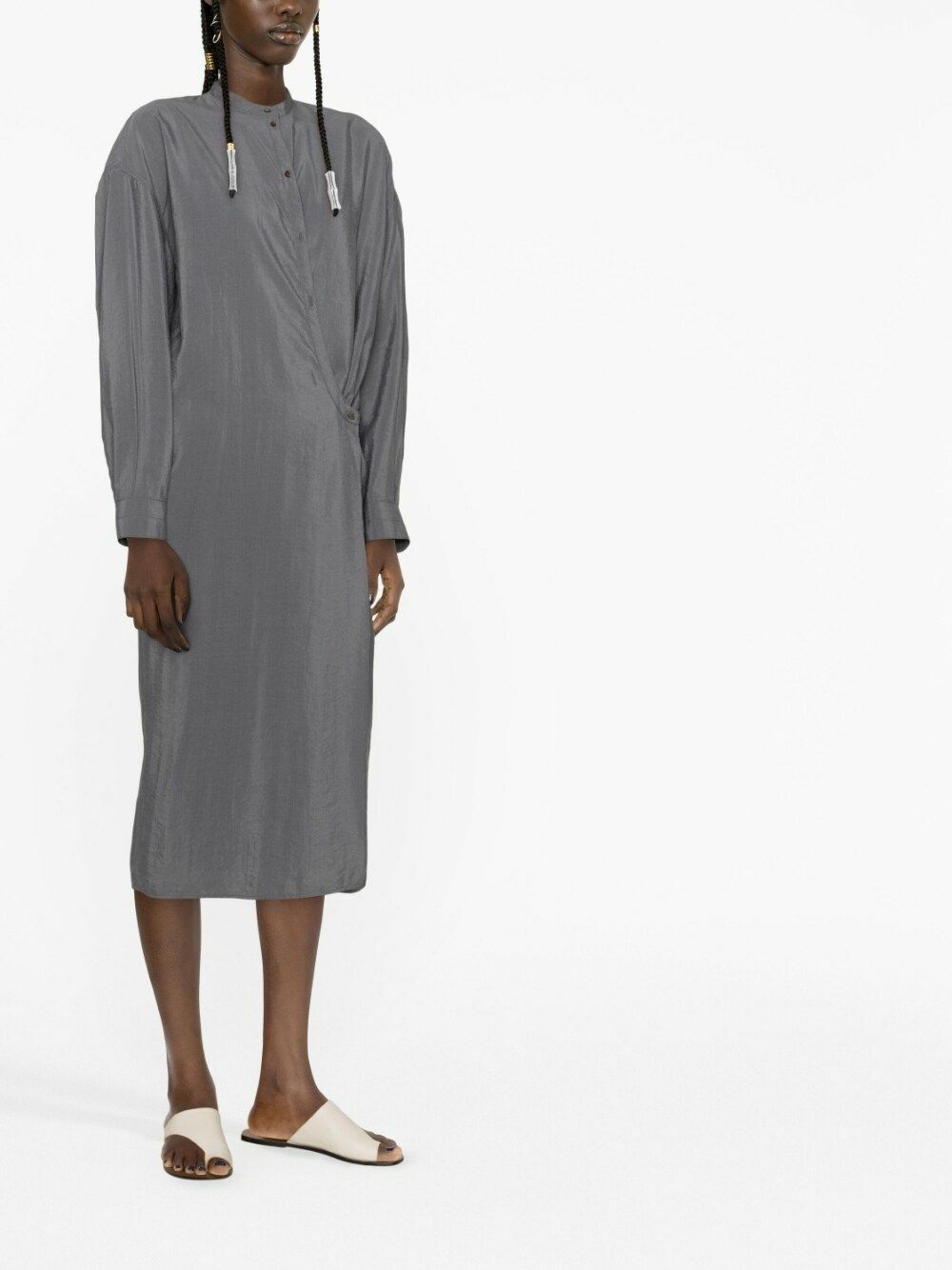 LEMAIRE Grey Wrap-Effect Shirt Dress Lemaire