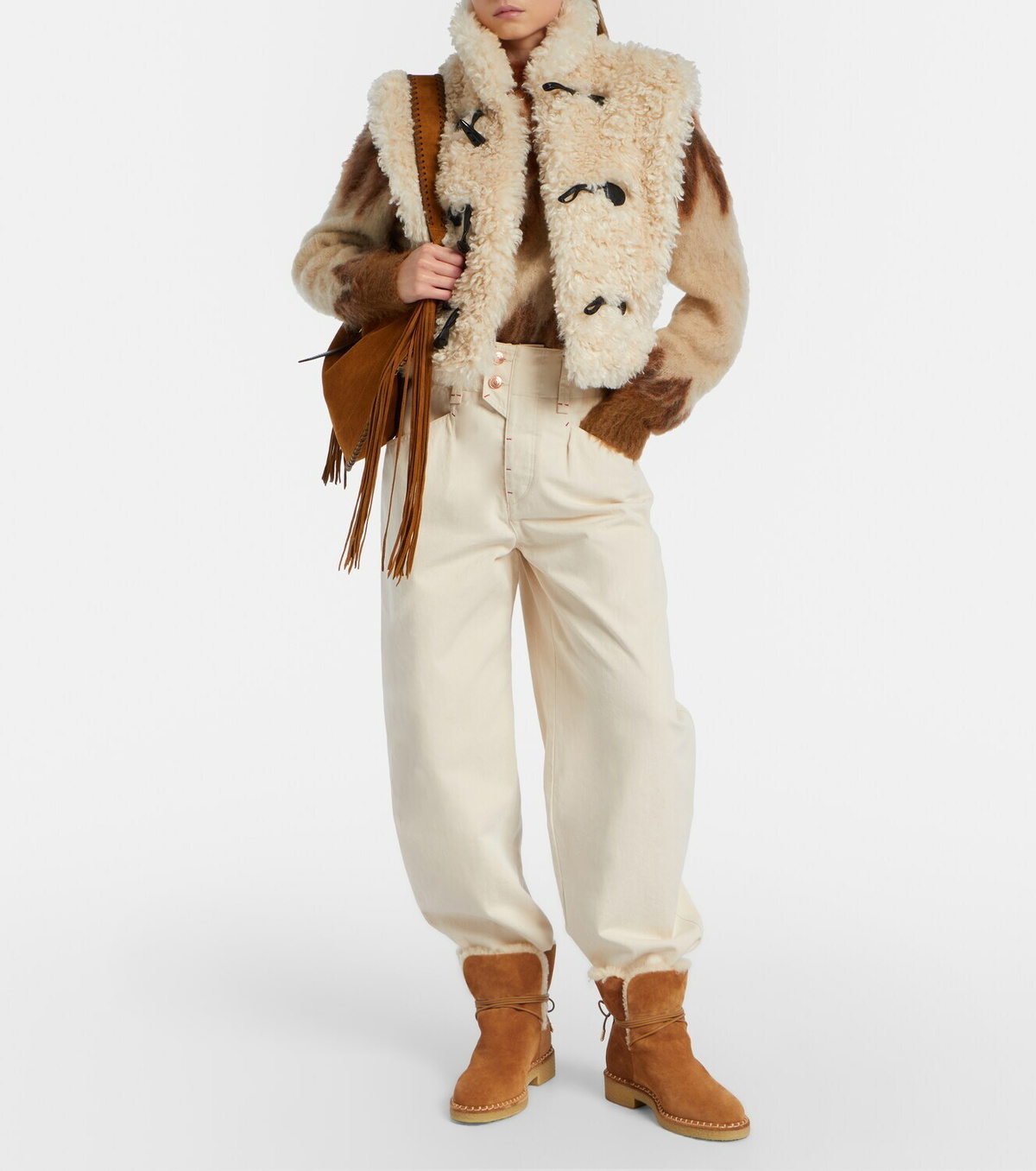 Aquazzura Megeve shearling-trimmed suede ankle boots