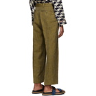 Dries Van Noten Brown and Yellow Pen Trousers