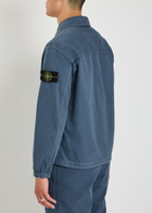 Stone Island Logo-appliquéd Herringbone Cotton Jacket Blue Dark