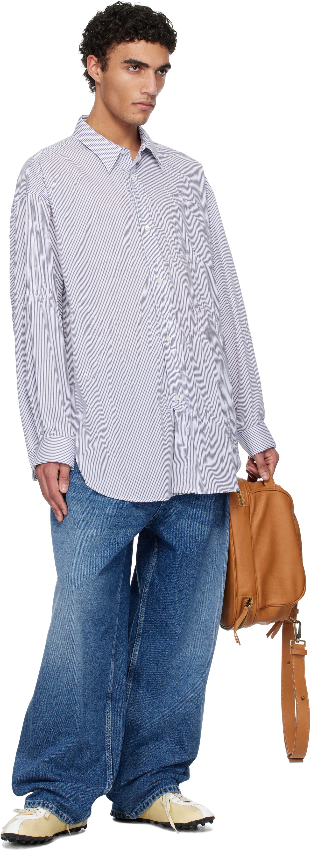 Hed Mayner Blue Pleated Jeans Hed Mayner