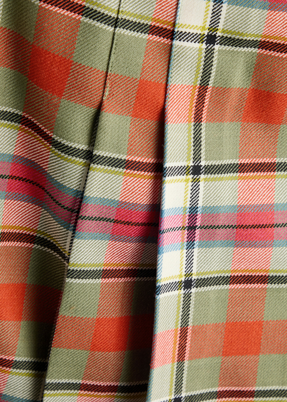 Vivienne Westwood Cut Off Tartan Wool Wrap Mini Skirt Red