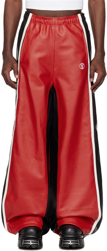 Photo: VETEMENTS Red & Black Piping Leather Pants