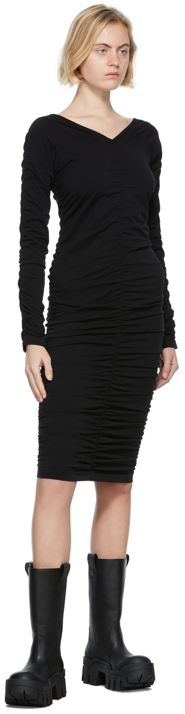 Helmut Lang Black Ruched Seamless Jersey Dress Helmut Lang Helmut Lang Black Ruched Seamless Jersey Dress Helmut Lang
