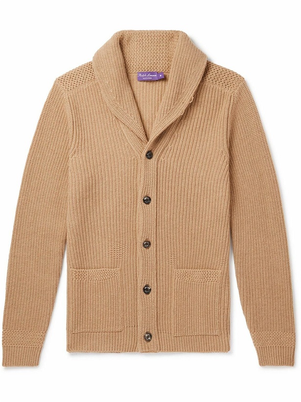Photo: Ralph Lauren Purple label - Ribbed Wool and Cashmere-Blend Cardigan - Brown