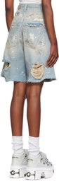 VETEMENTS Blue Trashed Denim Shorts