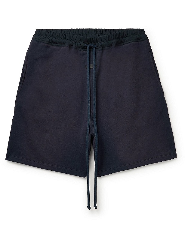 Photo: Fear of God - Wide-Leg Shell-Trimmed Cotton-Jersey Drawstring Shorts - Blue