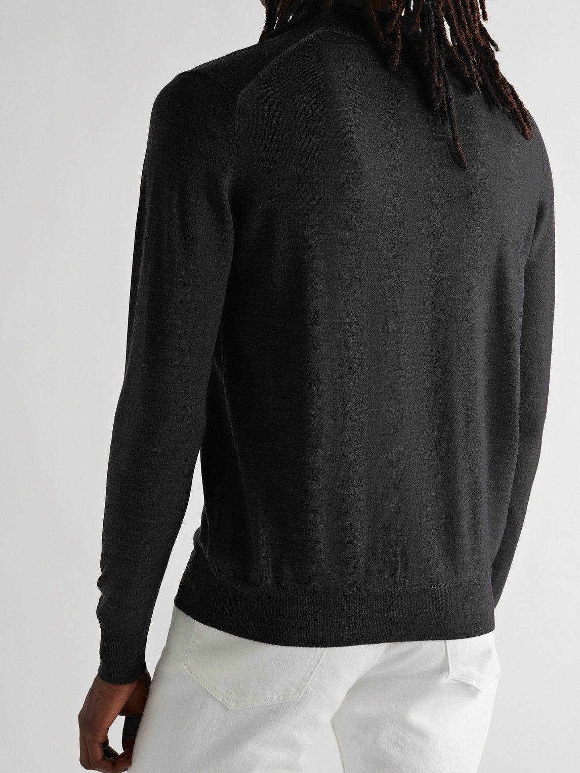 Sunspel - Slim-Fit Merino Wool Polo Shirt - Gray