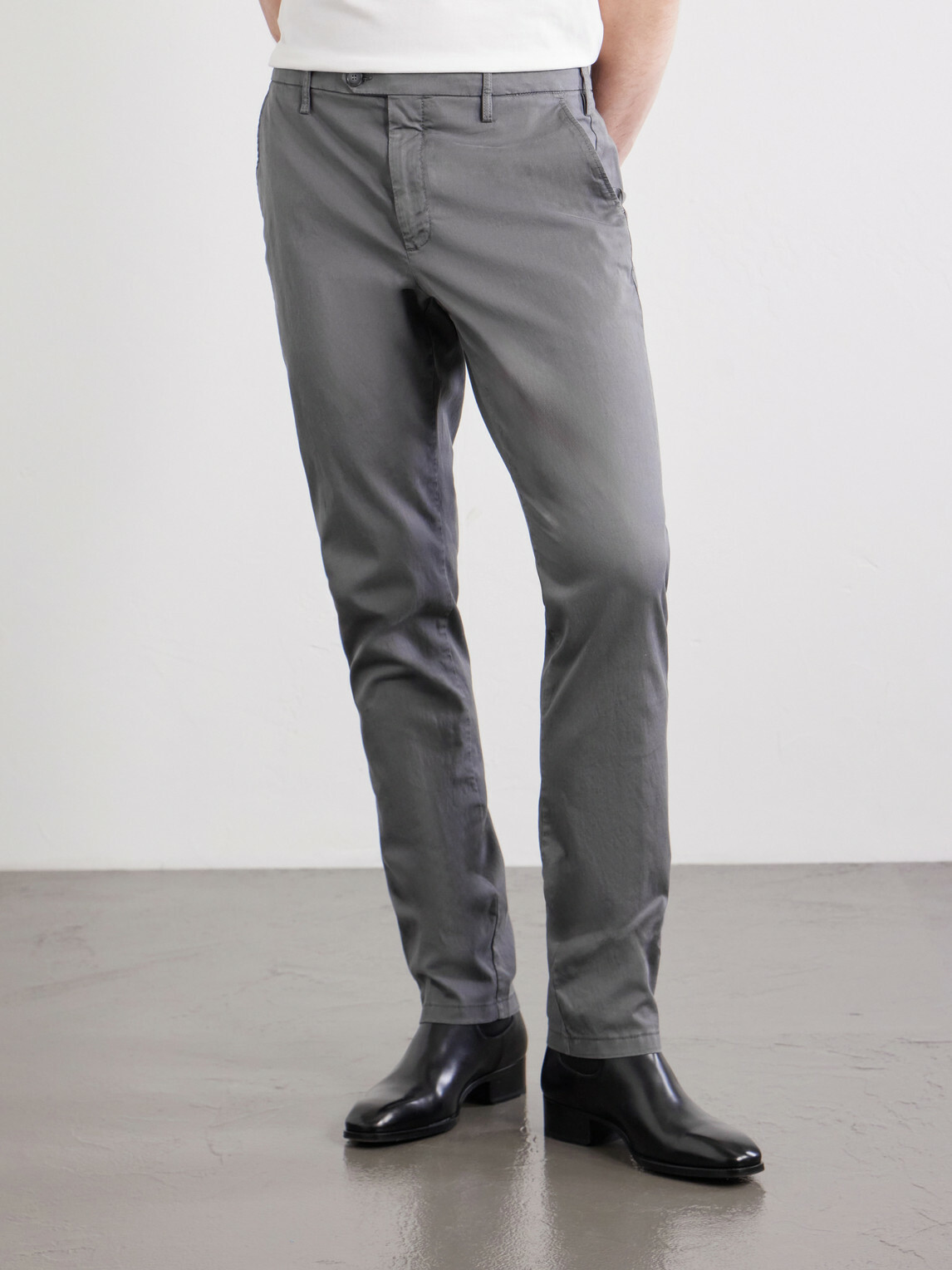Canali - Slim-Fit Stretch Cotton-Blend Gabardine Trousers - Gray