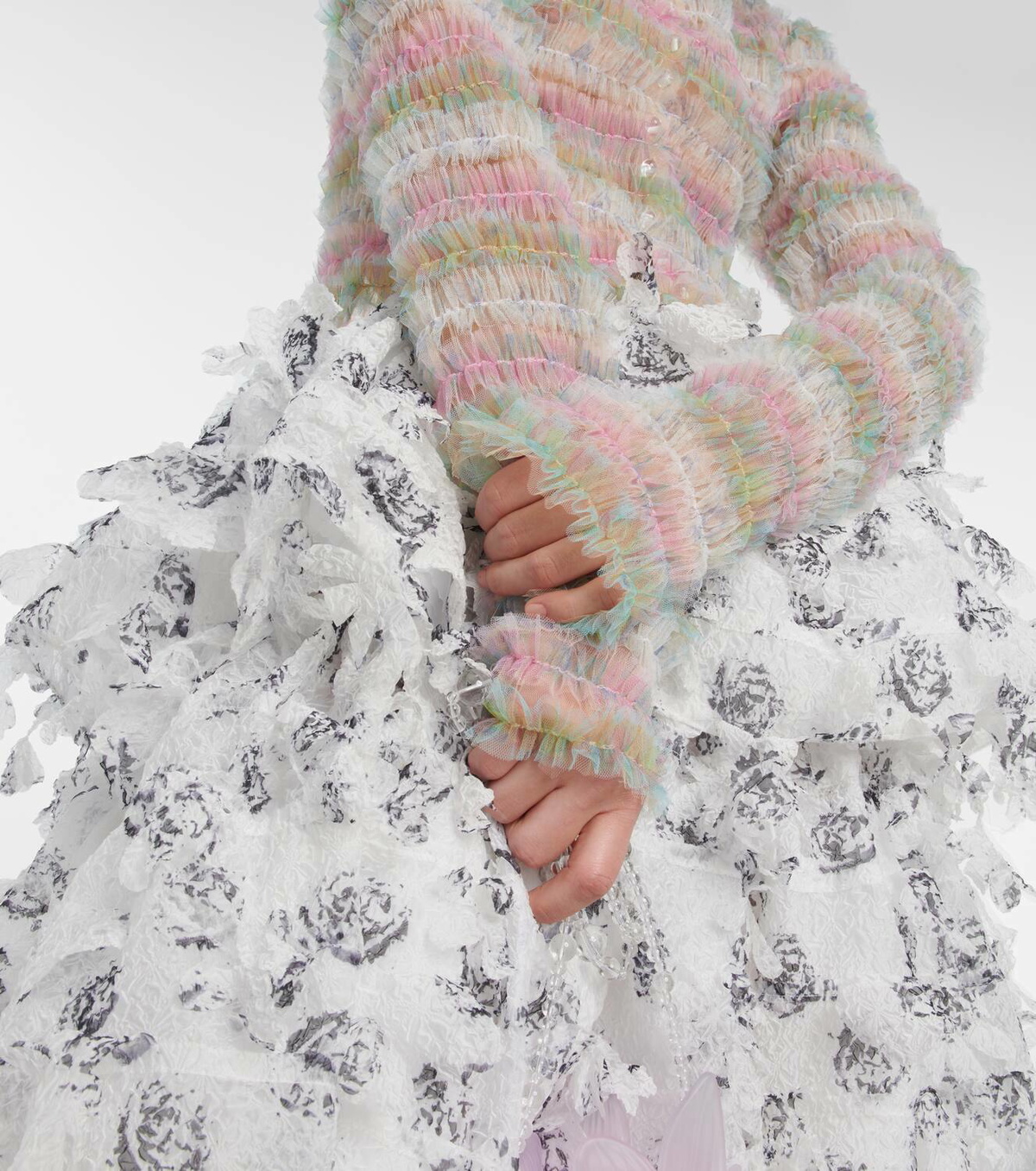 Susan Fang Stiped shirred tulle cardigan
