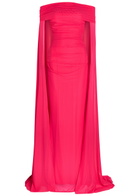 Talbot Runhof Cape-effect Stretch-tulle Gown Dark Pink