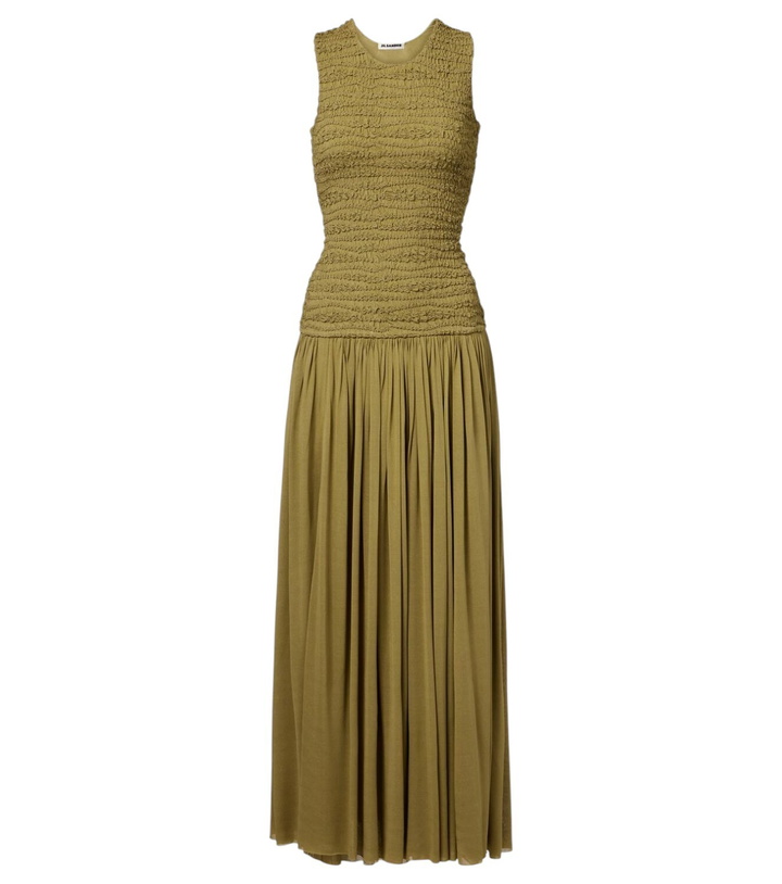 Photo: Jil Sander Shirred plissé maxi dress