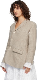 Comme des Garçons Beige Linen Super Heavy Canvas & Cotton Lace Blazer