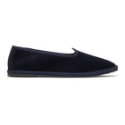 DOPPIAA Navy Velvet Fulian Slipper Loafers