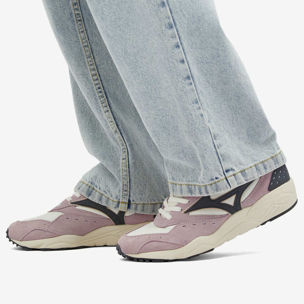 Mizuno Contender Suede Mesh Men\'s Sneakers Shoes Size 10 Lavender White Navy Sneakers Mizuno Wave Rider 10  main image 4