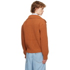 Dries Van Noten Orange Chunky Wool Cardigan