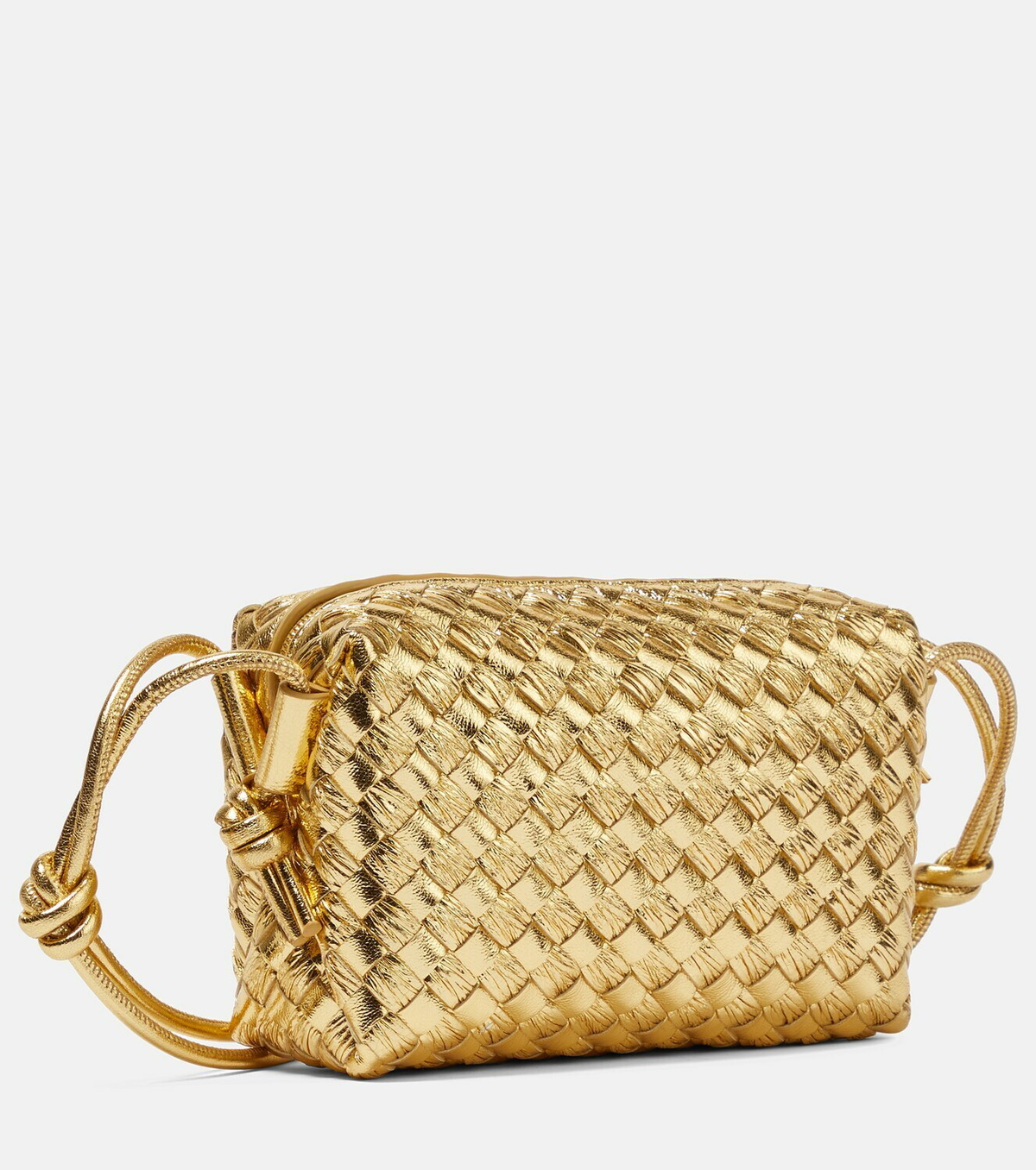 Loop Mini Leather Crossbody Bag in Gold - Bottega Veneta