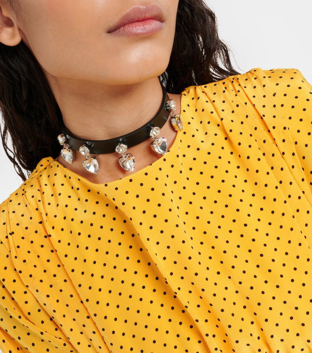 Alessandra Rich Embellished leather choker