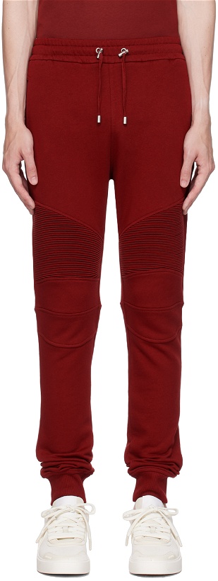 Photo: Balmain Red Paneled Sweatpants