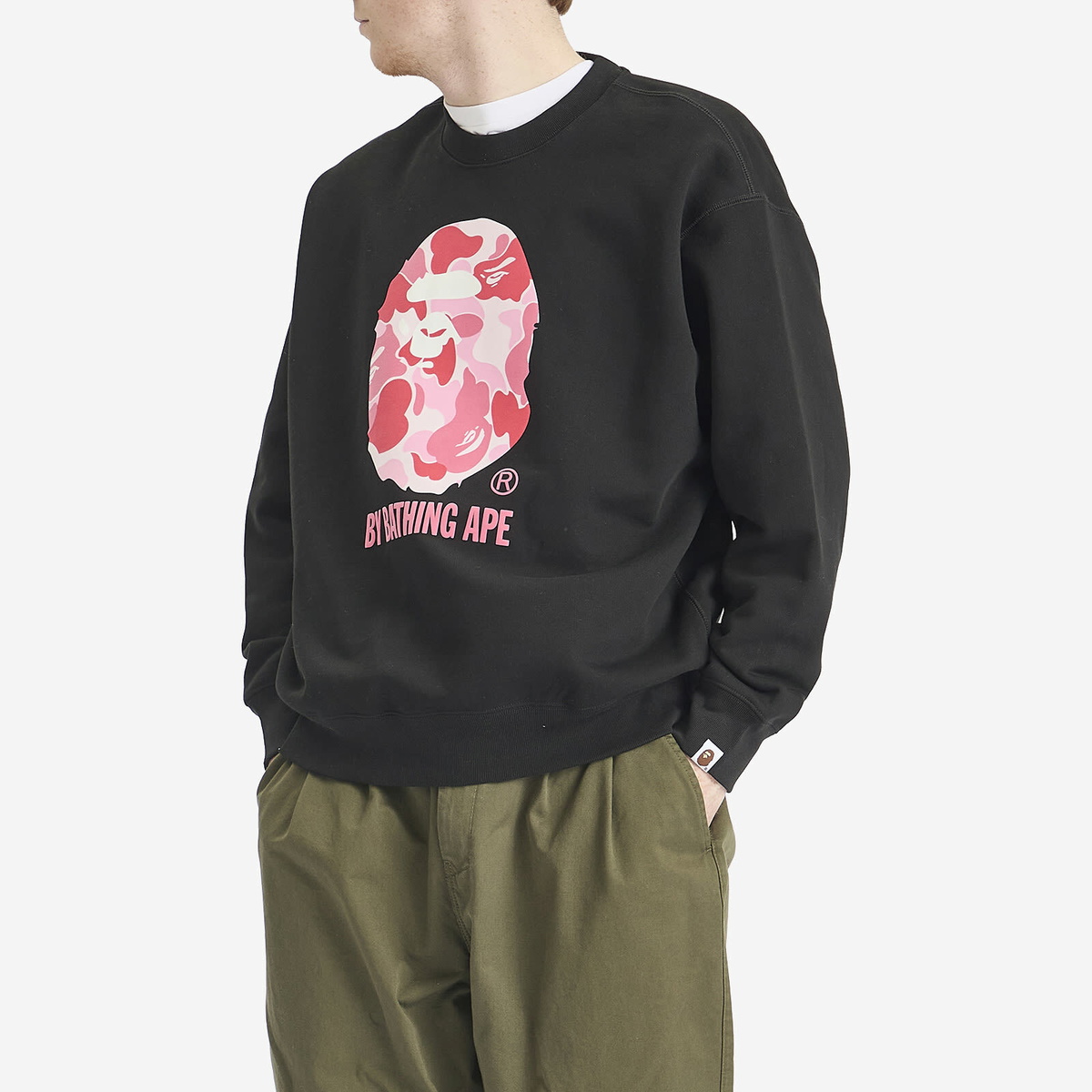 A Bathing Ape Men's Abc Camo Ape Head Relax Fit Crew Sweatshirt in Black
