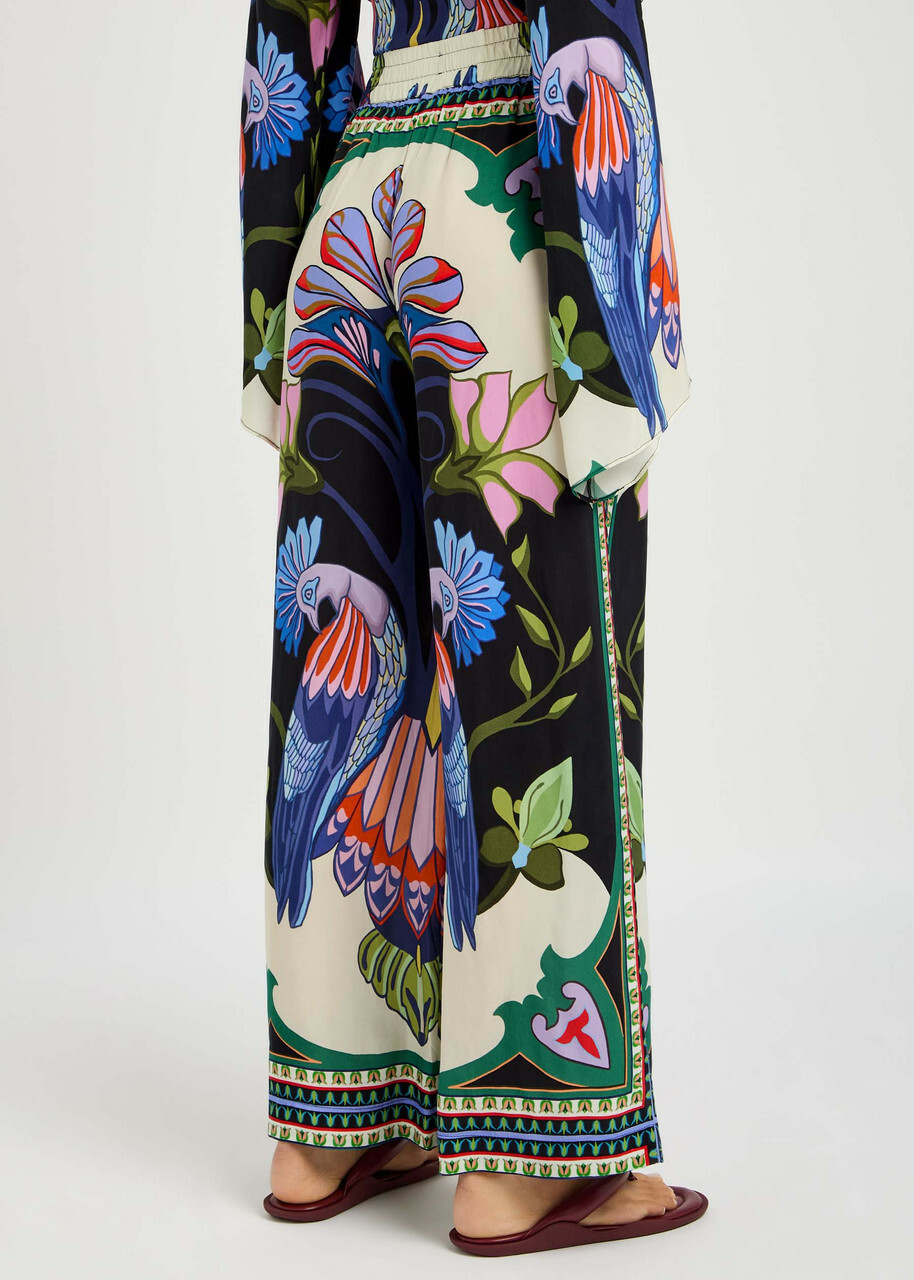 Lug Von Siga Madison Printed Wide-leg Satin Trousers Multicoloured
