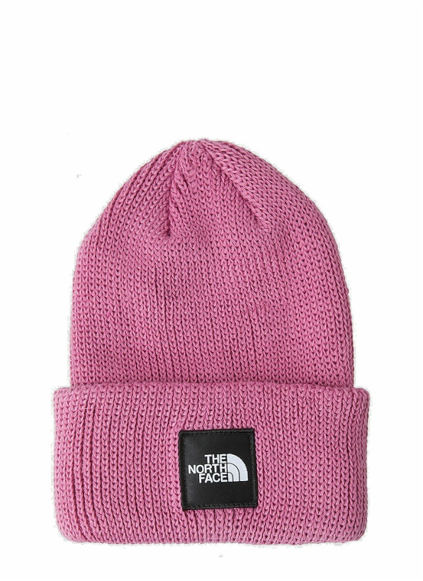 Photo: Logo Patch Beanie Hat in Pink