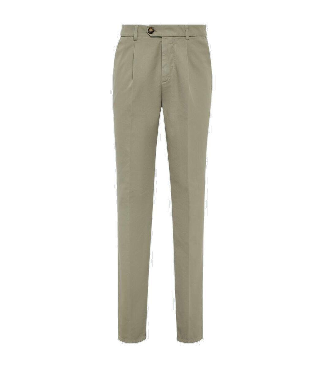 パンツ BRUNELLO CUCINELLI Women Straight Pants M0H81P5568 C600R Whi Brunello Cucinelli - White Cotton Flat Front Pant