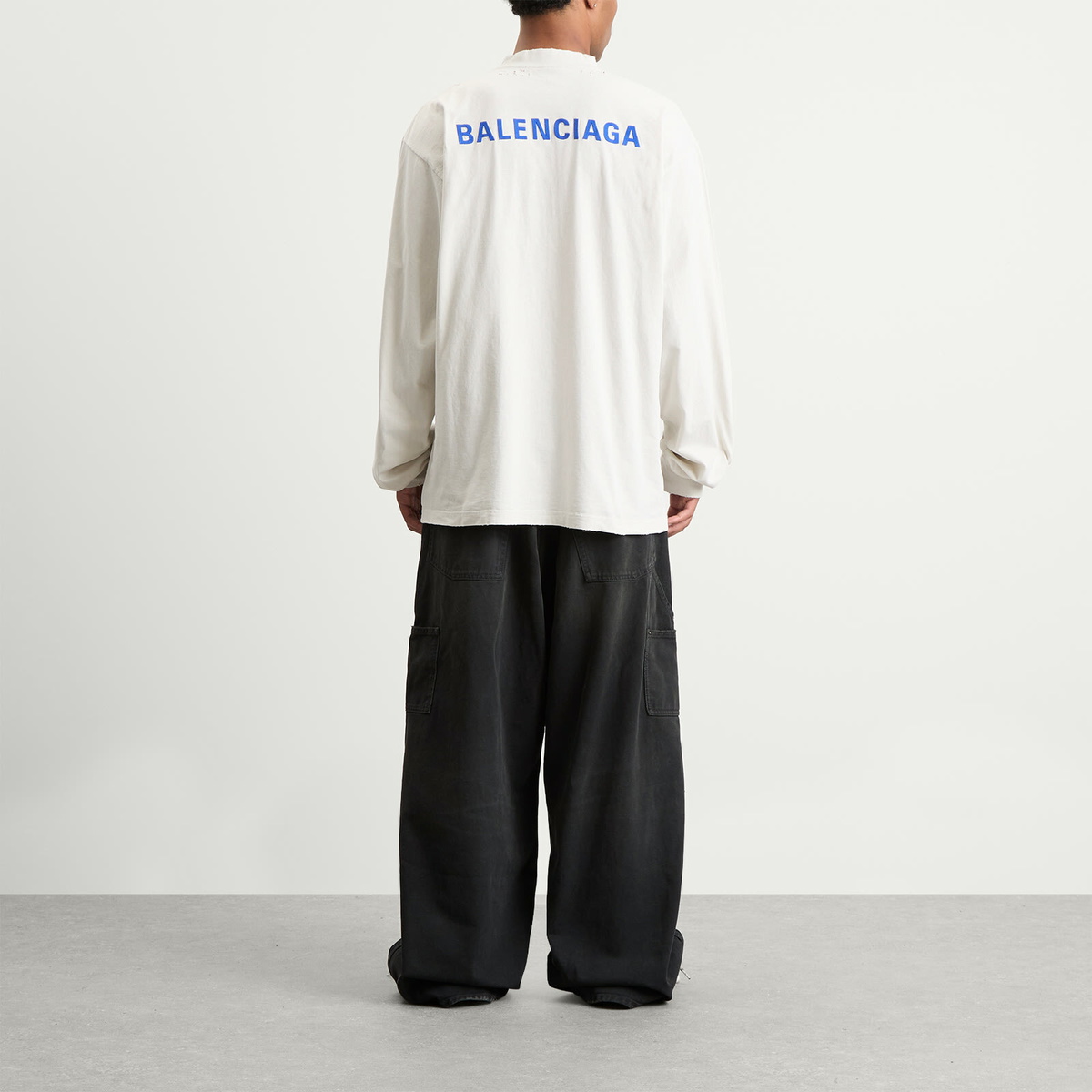 Balenciaga Men's Grunge Ripped Off Baggy Trousers in Black/Green