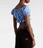 Miu Miu Checked cotton poplin crop top