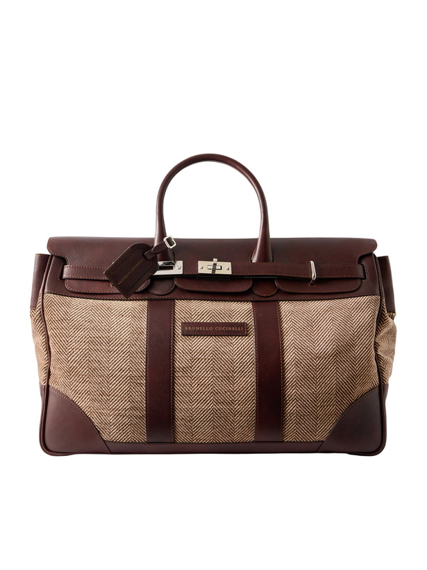 Photo: Brunello Cucinelli - Herringbone Canvas and Leather Weekend Bag