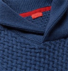 Isaia - Slim-Fit Shawl-Collar Cable-Knit Cashmere Sweater - Blue