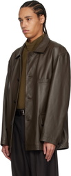 LEMAIRE Brown Relaxed Leather Jacket