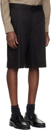 Hugo Black Cotton Blend Twill Dress Shorts