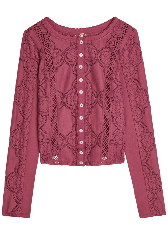 Photo: Free People Jae Lace-cutwork Cotton-blend top Red