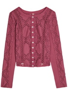 Free People Jae Lace-cutwork Cotton-blend top Red