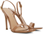 Gianvito Rossi Beige Ribbon Stiletto Heeled Sandals