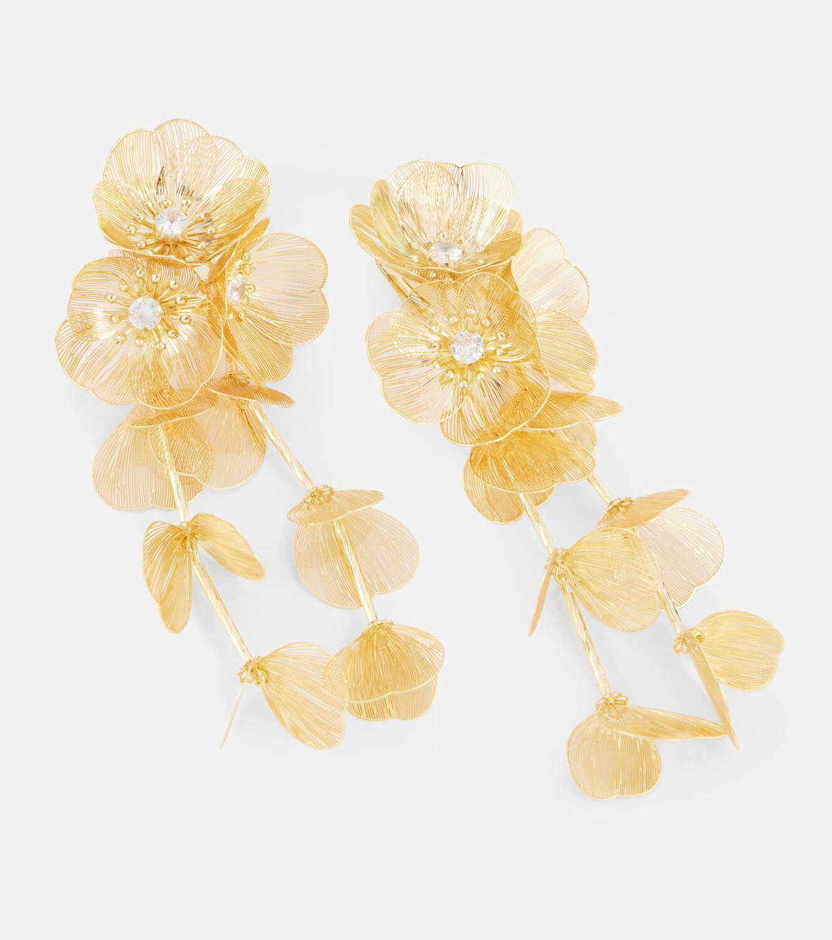 Self-Portrait Embellished gold-plated clip-on earrings