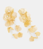 Self-Portrait Embellished gold-plated clip-on earrings