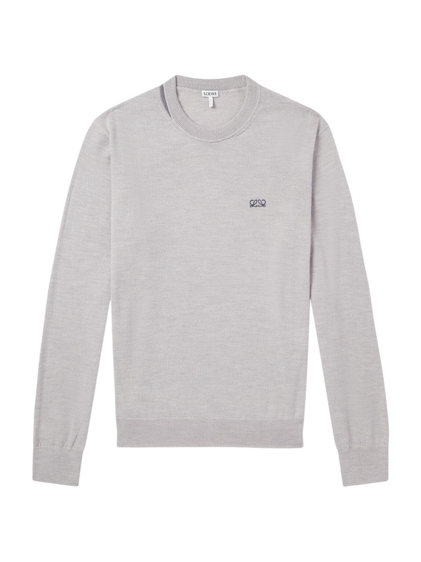 Photo: LOEWE - Anagram-Embroidered Wool-Blend Sweater - Gray