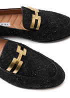 Aquazzura Brandi Tinsel-weave Tweed Loafers Black
