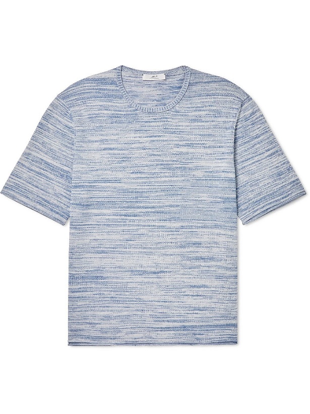 Photo: Mr P. - Knitted Organic Cotton and Wool-Blend T-Shirt - Blue