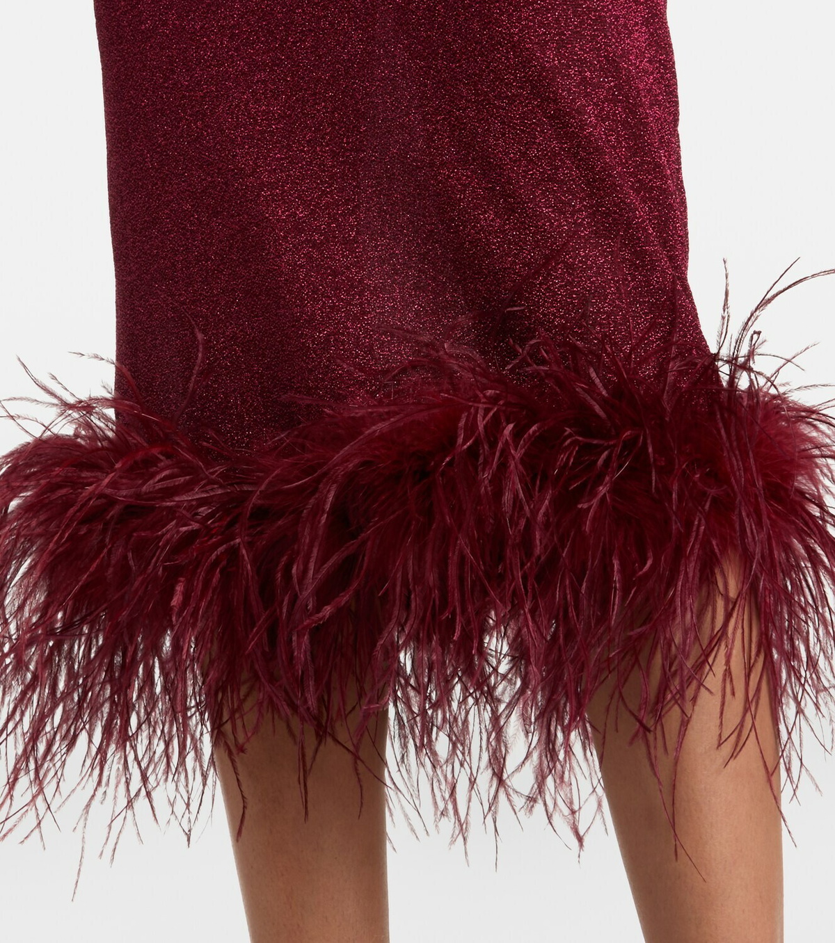 Oséree Lumière feather-trimmed midi dress