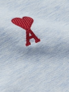 AMI PARIS - Logo-Embroidered Cotton-Jersey T-Shirt - Blue